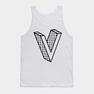 3D Ben Day Dot Isometric Letter V Tank Top